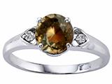 Tommaso Design™ Round 7mm Genuine Smoky Quartz and Diamond Engagement Ring