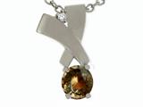 Tommaso Design™ Round 6mm Genuine Smoky Quartz and Diamond Pendant