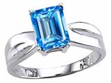 Tommaso Design™ Emerald Cut 8x6 mm Genuine Blue Topaz Ring