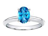 Tommaso Design™ Oval 8x6mm Genuine Blue Topaz Solitaire Engagement Ring