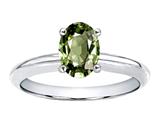 Tommaso Design™ Oval 7x5mm Genuine Green Sapphire Solitaire Engagement Ring