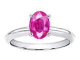 Tommaso Design™ Oval 7x5mm Genuine Pink Sapphire Solitaire Engagement Ring