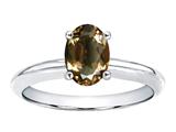 Tommaso Design™ Genuine Smoky Quartz Oval 8x6mm Solitaire Engagement Ring
