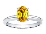 Tommaso Design™ Oval 7x5mm Genuine Yellow Sapphire Solitaire Engagement Ring