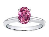 Tommaso Design™ Genuine Pink Tourmaline Oval 8x6mm Solitaire Engagement Ring