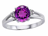Tommaso Design™ Genuine Amethyst and Diamond Ring