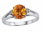 Tommaso Design™ Round 7mm Genuine Citrine and Diamond Ring
