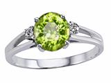 Tommaso Design™ Round 7mm Genuine Peridot and Diamond Ring