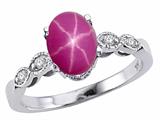 Tommaso Design™ Oval 8x6mm Created Star Ruby and Genuine Diamond Ring