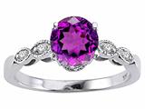 Tommaso Design™ Genuine Amethyst Solitaire Engagement Ring