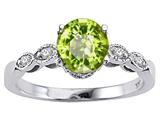 Tommaso Design™ Round 7mm Genuine Peridot And Diamond Solitaire Engagement Ring