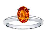 Tommaso Design™ Oval 7x5mm Genuine Orange Sapphire Solitaire Engagement Ring