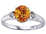 Tommaso Design™ Round 7mm Genuine Citrine and Diamond Engagement Ring