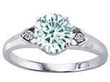 Tommaso Design™ Round Genuine Aquamarine and Diamond Engagement Ring