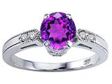 Tommaso Design™ Genuine Amethyst and Diamond Engagement Ring