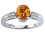 Tommaso Design™ Round 7mm Genuine Citrine and Diamond Engagement Ring