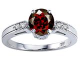 Tommaso Design™ Genuine Garnet and Diamond Engagement Ring