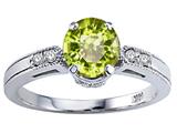 Tommaso Design™ Round 7mm Genuine Peridot and Diamond Engagement Ring