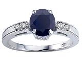 Tommaso Design™ Genuine Black Sapphire and Diamond Engagement Ring