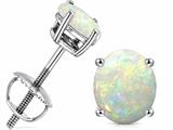 Tommaso Design™ Round 5mm Genuine Opal Screw Back Earring Studs