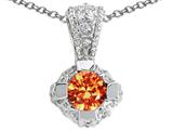 Tommaso Design™ Round 5mm Genuine Orange Sapphire Pendant