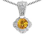 Tommaso Design™ Round 5mm Genuine Yellow Sapphire Pendant