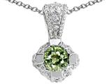 Tommaso Design™ Round 5mm Genuine Green Sapphire Pendant