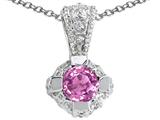 Tommaso Design™ Round 5mm Genuine Pink Sapphire Pendant