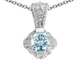 Tommaso Design™ Round 5mm Genuine Aquamarine Pendant