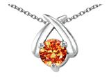 Tommaso Design™ Round 5mm Genuine Orange Sapphire Pendant