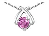 Tommaso Design™ Round Genuine Pink Sapphire Pendant