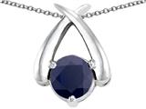 Tommaso Design™ Round Genuine Black Sapphire Pendant