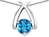 Tommaso Design™ Round 7mm Genuine Blue Topaz Pendant