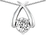 Tommaso Design™ 7mm Round Genuine White Topaz Pendant