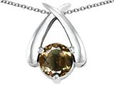 Tommaso Design™ 7mm Round Genuine Smoky Quartz Pendant
