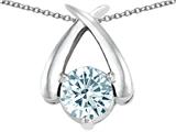 Tommaso Design™ 7mm Round Genuine Aquamarine Pendant
