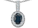 Tommaso Design™ Oval 8x6mm Genuine Sapphire and Diamond Pendant