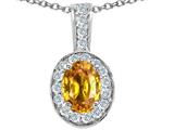 Tommaso Design™ Oval 8x6mm Genuine Citrine and Diamond Pendant