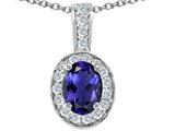 Tommaso Design™ Oval 8x6mm Genuine Iolite and Diamond Pendant