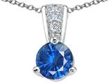 Tommaso Design™ Round Genuine Sapphire and Diamond Pendant