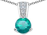 Tommaso Design™ Round 5mm Genuine Emerald and Diamond Pendant