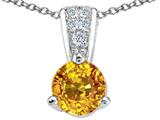 Tommaso Design™ Round 5mm Genuine Yellow Sapphire and Diamond Pendant