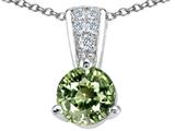 Tommaso Design™ Round 5mm Genuine Green Sapphire and Diamond Pendant