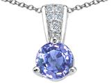 Genuine Round Purple Sapphire and Diamond Pendant