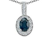 Tommaso Design™ Oval 7x5 mm Genuine Sapphire and Diamond Pendant