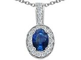 Tommaso Design™ Oval 7x5 mm Genuine Sapphire and Diamond Pendant