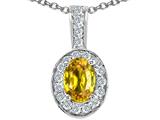 Tommaso Design™ Oval 7x5 mm Genuine Yellow Sapphire and Diamond Pendant
