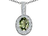 Tommaso Design™ Oval 7x5 mm Genuine Green Sapphire and Diamond Pendant