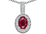 Tommaso Design™ Genuine Ruby and Diamond Oval Pendant