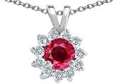 Tommaso Design™ Genuine Round Ruby and Diamond Pendant